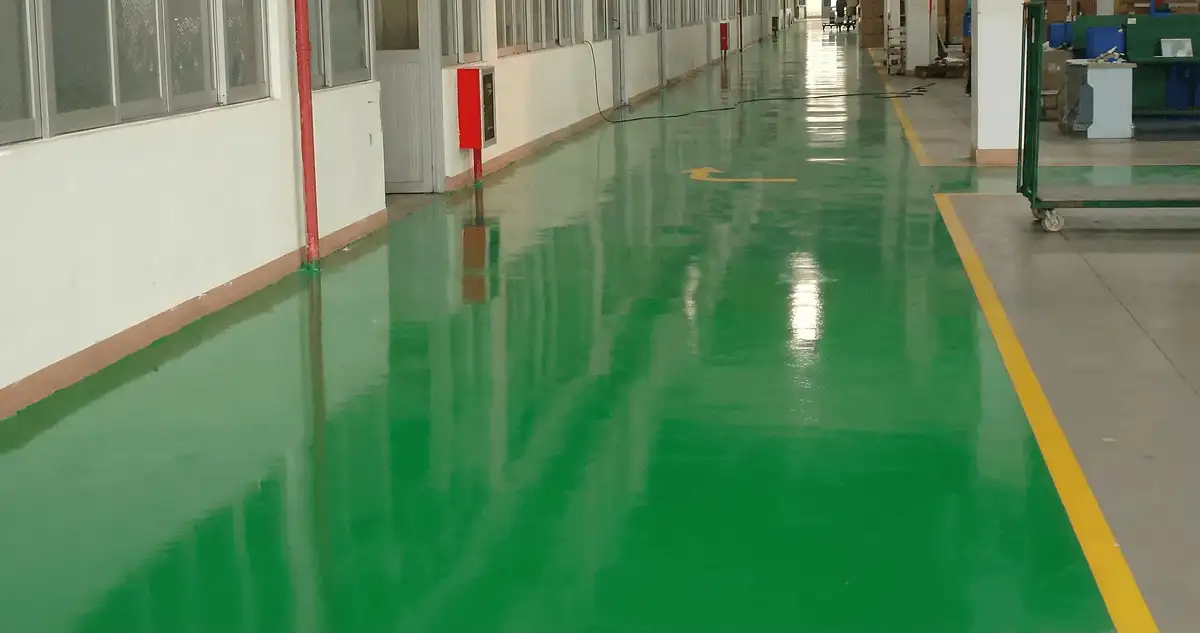 A factory floor professionally covered and marked with epoxy flooring in Hialeah, FL