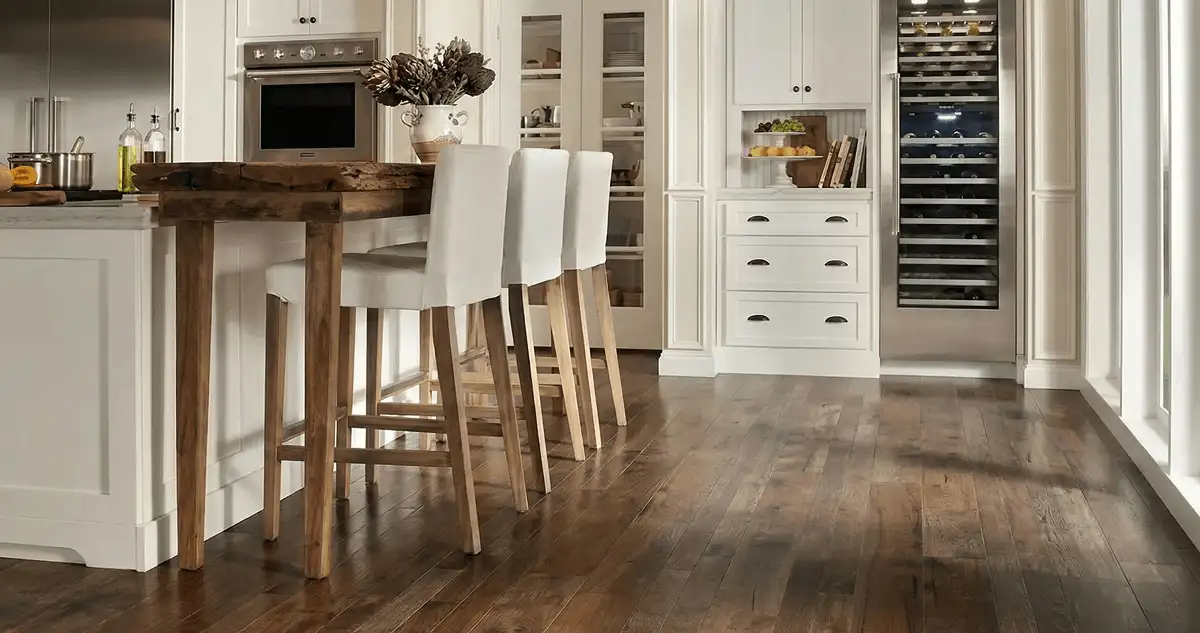 Professionally installed and refinished hardwood flooring in a residential home, showcasing smooth finish and natural wood tones in Hialeah, FL